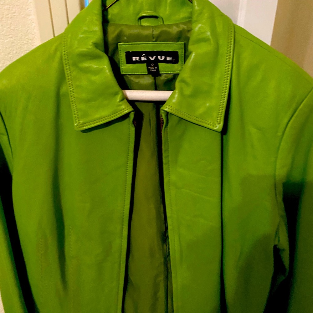 Leather jacket in a gorgeous lime green color